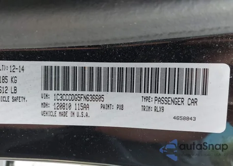 2015 Chrysler 200 S из США, поврежденный, VIN 1C3CCCDG5FN636605